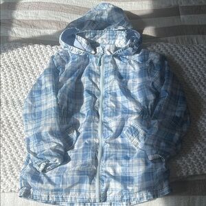 Kids Blue Plaid Hooded Jacket